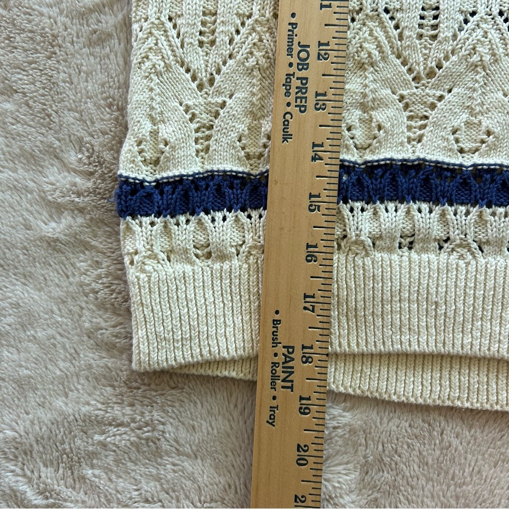 Universal Thread Crochet Navy Cream‎ Collared Sweater Size Small - Picture 5 of 8
